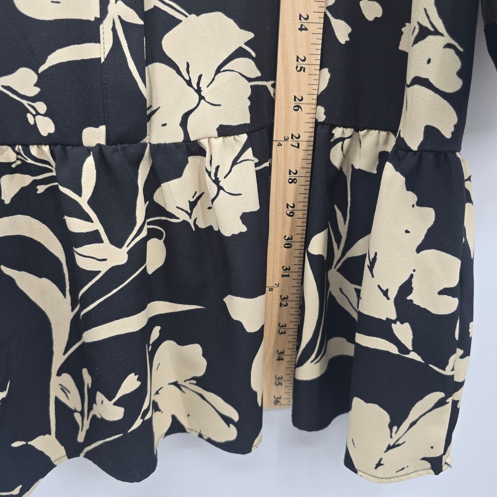 52seven Dress Womens Large Black Tan Floral Button Down Ruffle Drop Waist - Picture 3 of 7